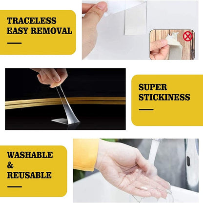 Transparent Magic Nano Tape Double Sided Grip Reusable Home Tape Traceless Glue