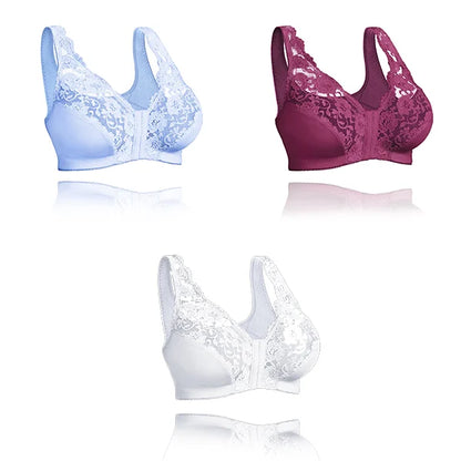 Front hooks, stretch-lace, super-lift, and posture correction – ALL IN ONE BRA!