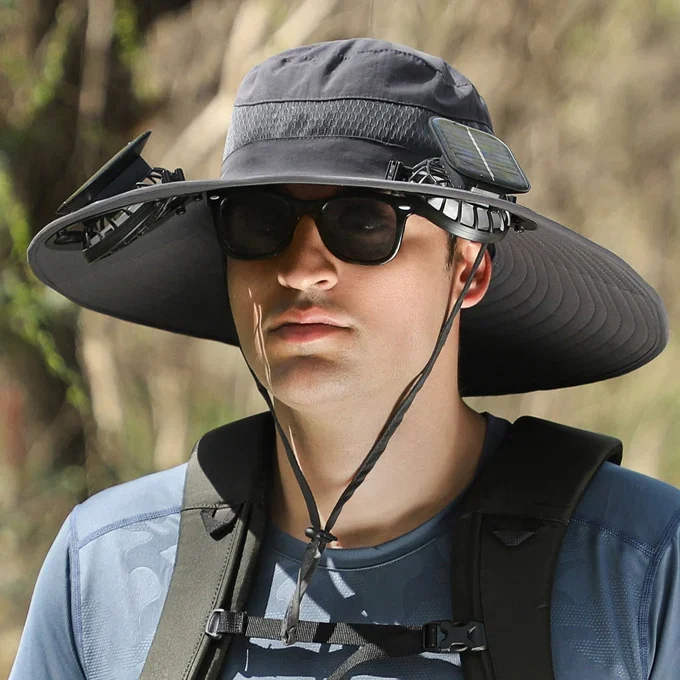 Outdoor Wide Brim Sun Hat With Solar Fan - EARLY SUMMER SALE 69% OFF