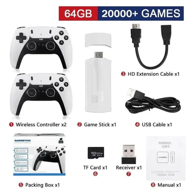 Nostalgic Box | 30,000+ Retro-Game-Console + 2 Wireless Controllers