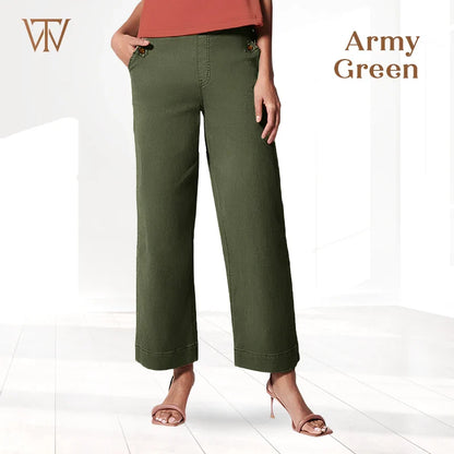 Twilluxe - Women's Stretch Twill Cropped Wide Leg Pants (2024 Edition)