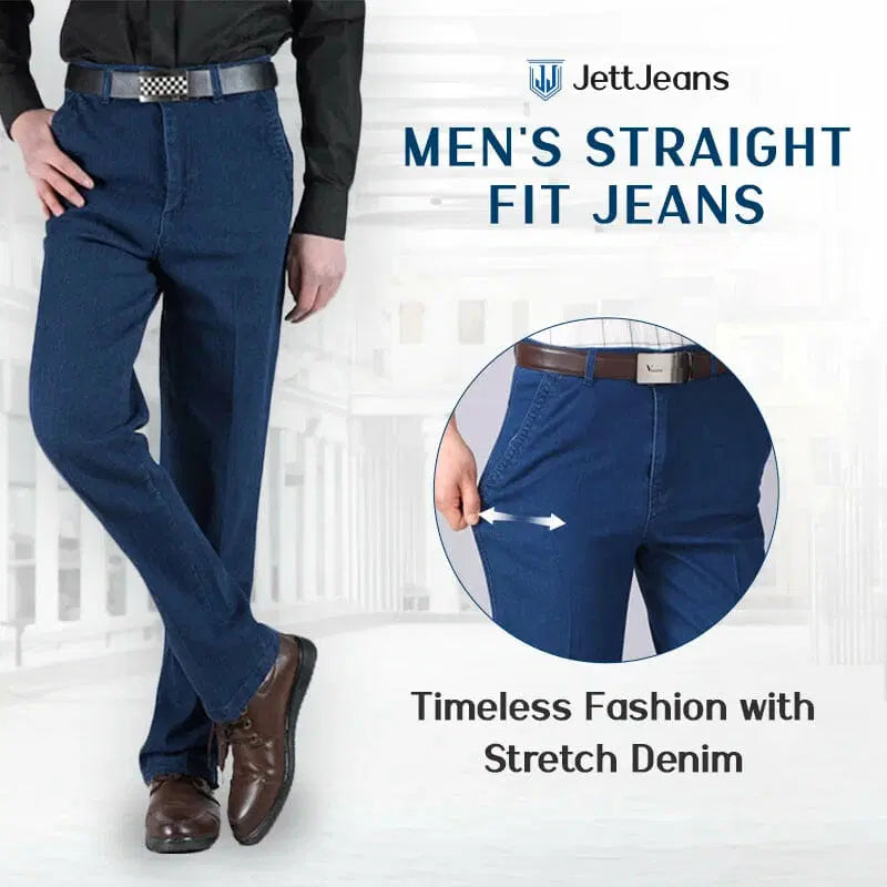 JettJeans3 - Men's High Waist Straight Fit Stretch Jeans