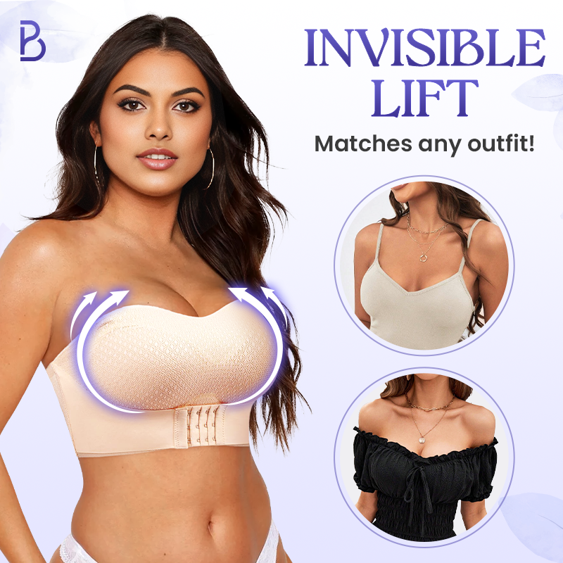 BreezyPush - Breathable Non-Slip Strapless Front Buckle Push-Up Bra -Hot Sale 50% Off