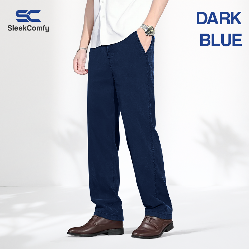 SleekComfy - All Day Comfort Straight Regular Fit Denim Trousers