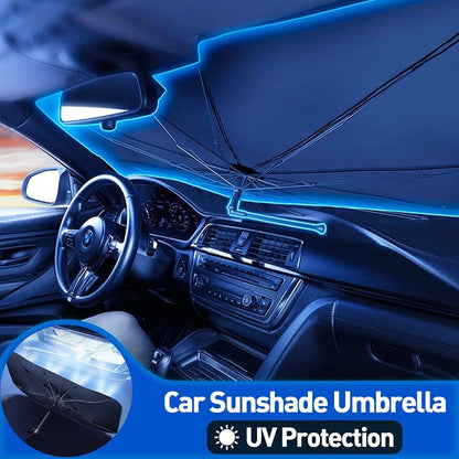 Car Windshield Sun Shade Umbrella - Foldable Car Umbrella Sunshade Cover UV Block Car Front Window (Heat Insulation Protection) for Auto Windshield Covers Most Cars