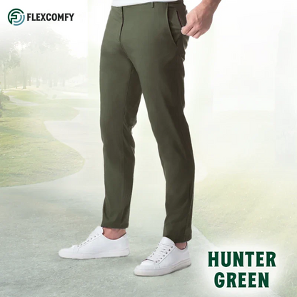 FlexComfy - Men's High Waist Straight Fit Stretch Khakis