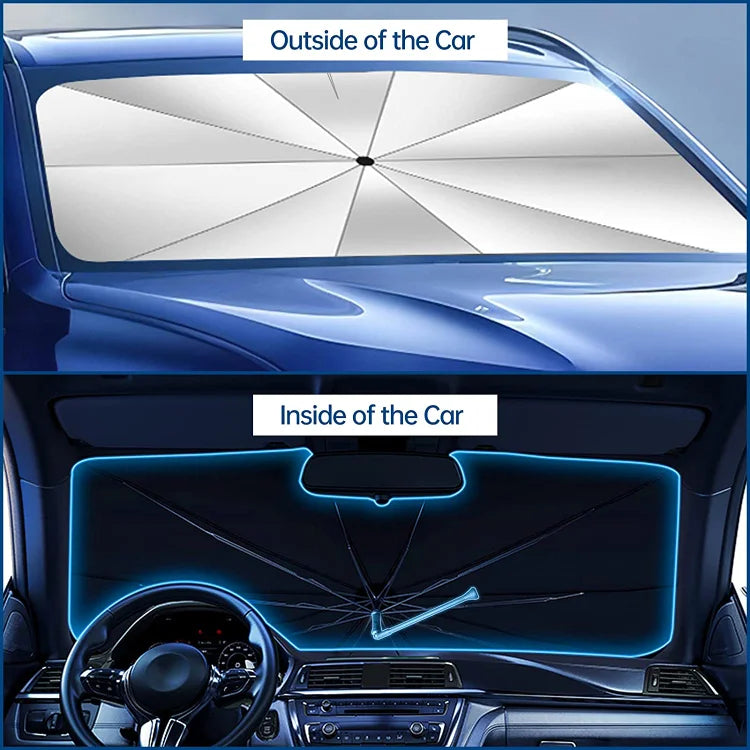 Car Windshield Sun Shade Umbrella - Foldable Car Umbrella Sunshade Cover UV Block Car Front Window (Heat Insulation Protection) for Auto Windshield Covers Most Cars