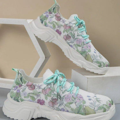 Floral Print Lace-up Breathable Orthopedic Sneakers - HOT SALE