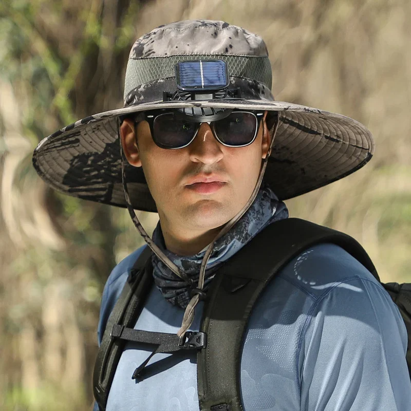 Outdoor Wide Brim Sun Hat With Solar Fan - EARLY SUMMER SALE 69% OFF