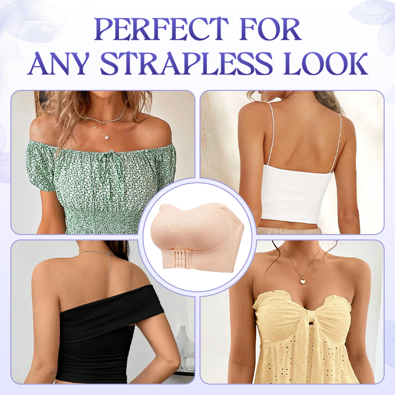 BreezyPush - Breathable Non-Slip Strapless Front Buckle Push-Up Bra - Hot Sale 50% Off