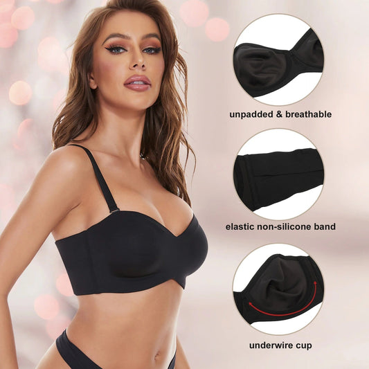 Full Support Non-Slip Convertible Bandeau Bra – Hot Sale 50% Off