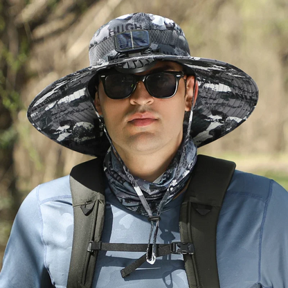 Outdoor Wide Brim Sun Hat With Solar Fan - EARLY SUMMER SALE 69% OFF