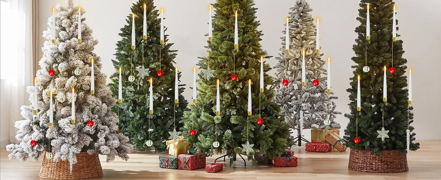 Christmas Tree Led Candles with Clear Crystal Ball Hook