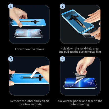 Tempered glass screen protector for Samsung and iPhone + quick installation tool