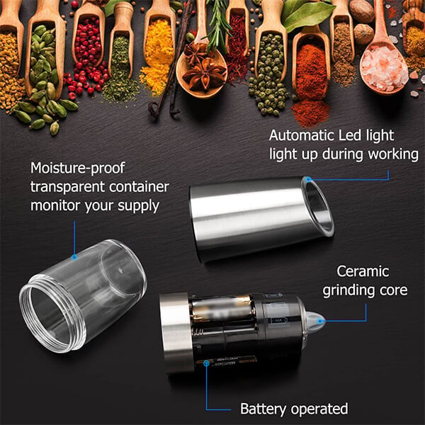 Automatic Electric Gravity Induction Salt & Pepper Grinder - Hot Sale 50% Off