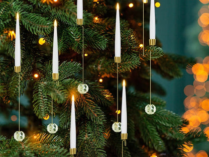 Christmas Tree Led Candles with Clear Crystal Ball Hook