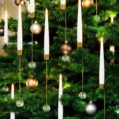 Christmas Tree Led Candles with Clear Crystal Ball Hook