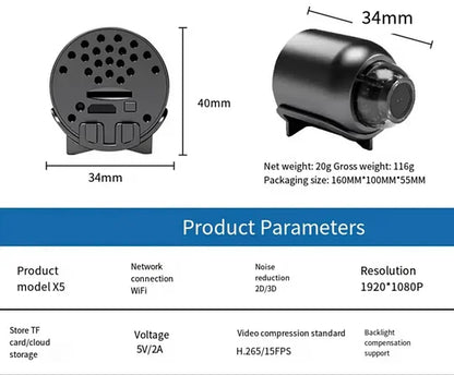 Mini WIFI Camera 1080P HD - Night Vision Included