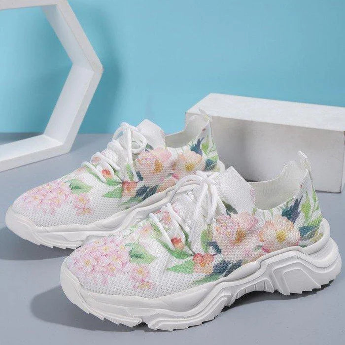 Floral Print Lace-up Breathable Orthopedic Sneakers - HOT SALE