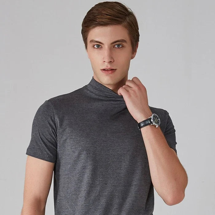 Men 's High Neck Slim Fit T-shirt - Hot Sale 50% Off