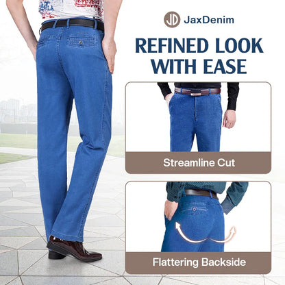 JaxDenim - Men's High Waist Straight Fit Stretch Denim Slacks