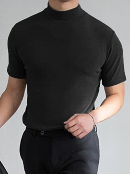 Men 's High Neck Slim Fit T-shirt - Hot Sale 50% Off