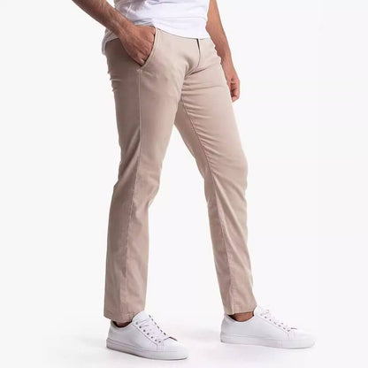 FlexComfy - Men's High Waist Straight Fit Stretch Khakis