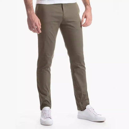 FlexComfy - Men's High Waist Straight Fit Stretch Khakis