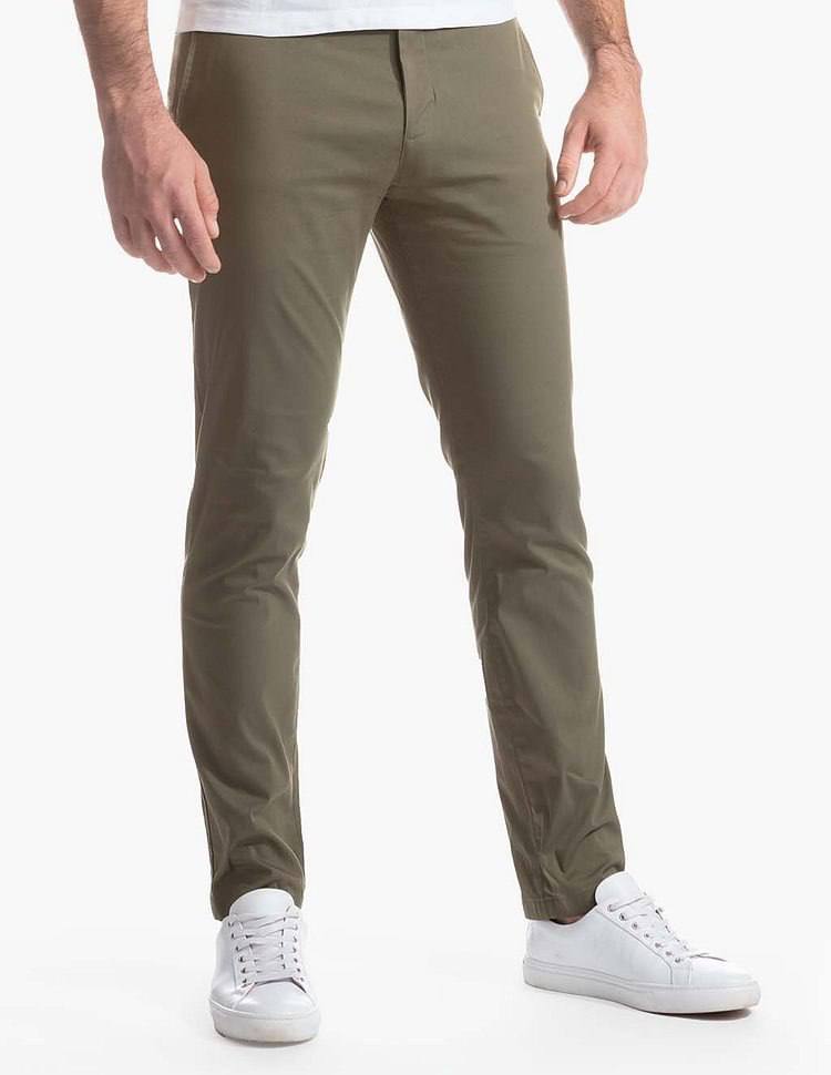 FlexComfy - Men's High Waist Straight Fit Stretch Khakis