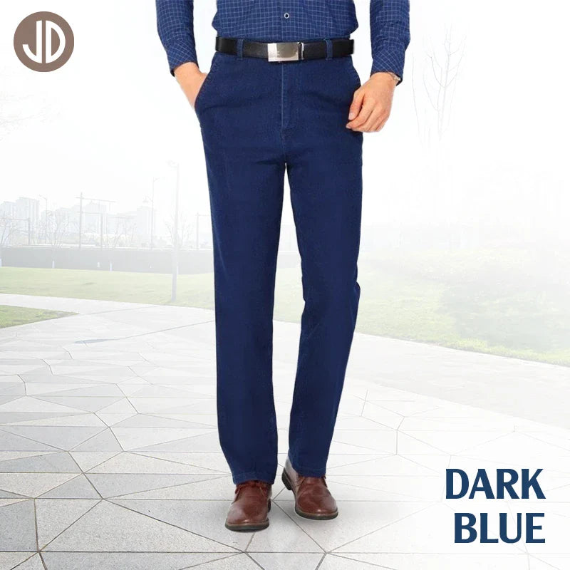 JaxDenim - Men's High Waist Straight Fit Stretch Denim Slacks