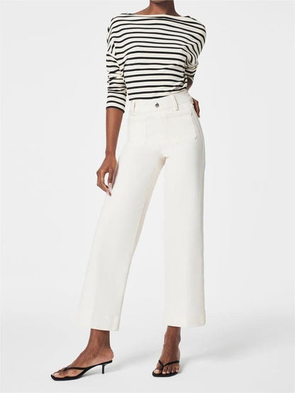 Tummy Control Cropped Wide-Leg Jeans