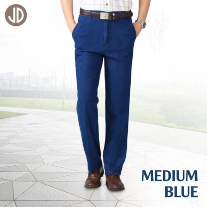 JaxDenim - Men's High Waist Straight Fit Stretch Denim Slacks