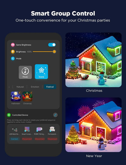 Wi-Fi Bluetooth Smart Permanent Led for outdoor - Christmas Sale 70% OFF