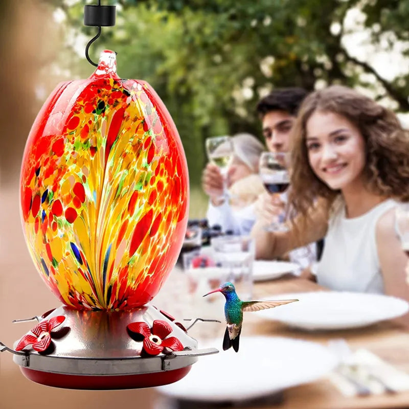 Hummingbird Feeder Hand Blown Glass - Hot Sale 50% Off