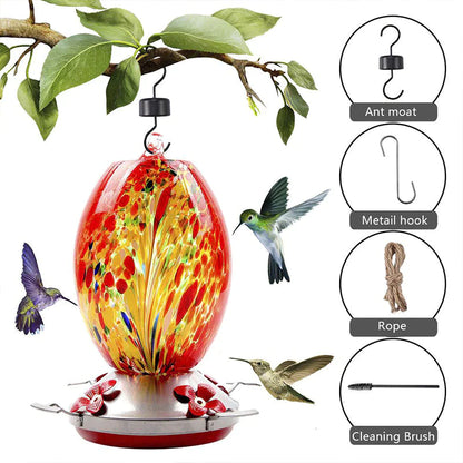 Hummingbird Feeder Hand Blown Glass - Hot Sale 50% Off