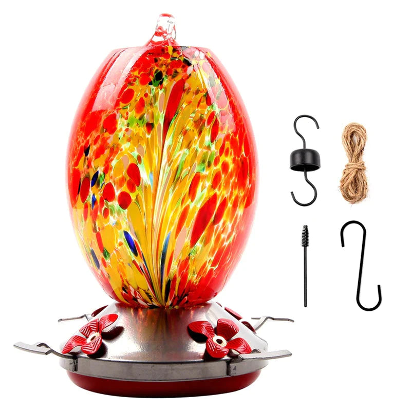 Hummingbird Feeder Hand Blown Glass - Hot Sale 50% Off