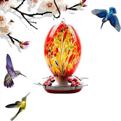 Hummingbird Feeder Hand Blown Glass - Hot Sale 50% Off