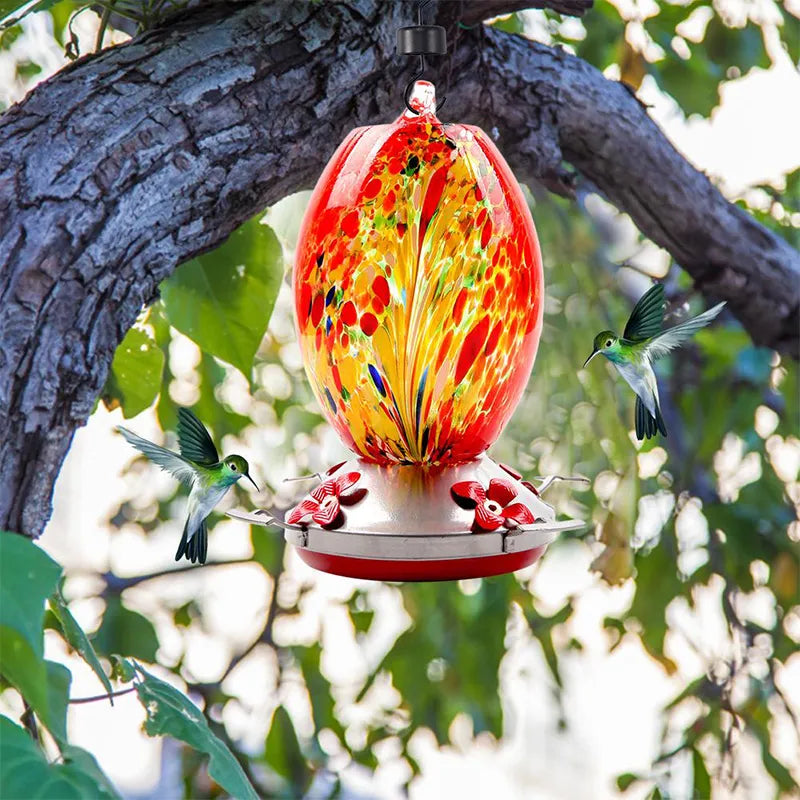 Hummingbird Feeder Hand Blown Glass - Hot Sale 50% Off