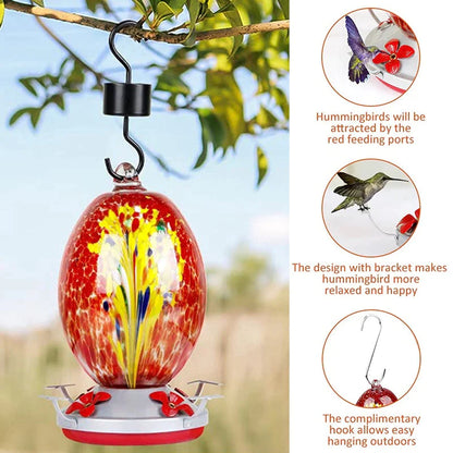 Hummingbird Feeder Hand Blown Glass - Hot Sale 50% Off