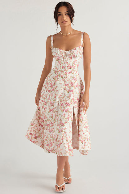 FLORAL PRINT BUSTIER SUNDRESS