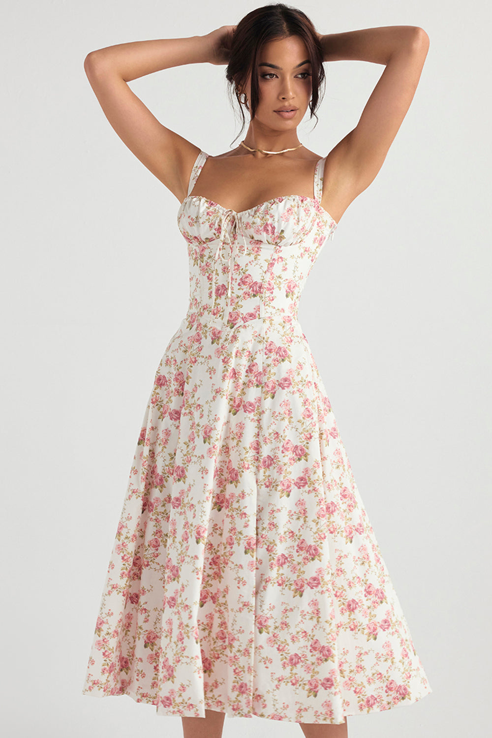 FLORAL PRINT BUSTIER SUNDRESS