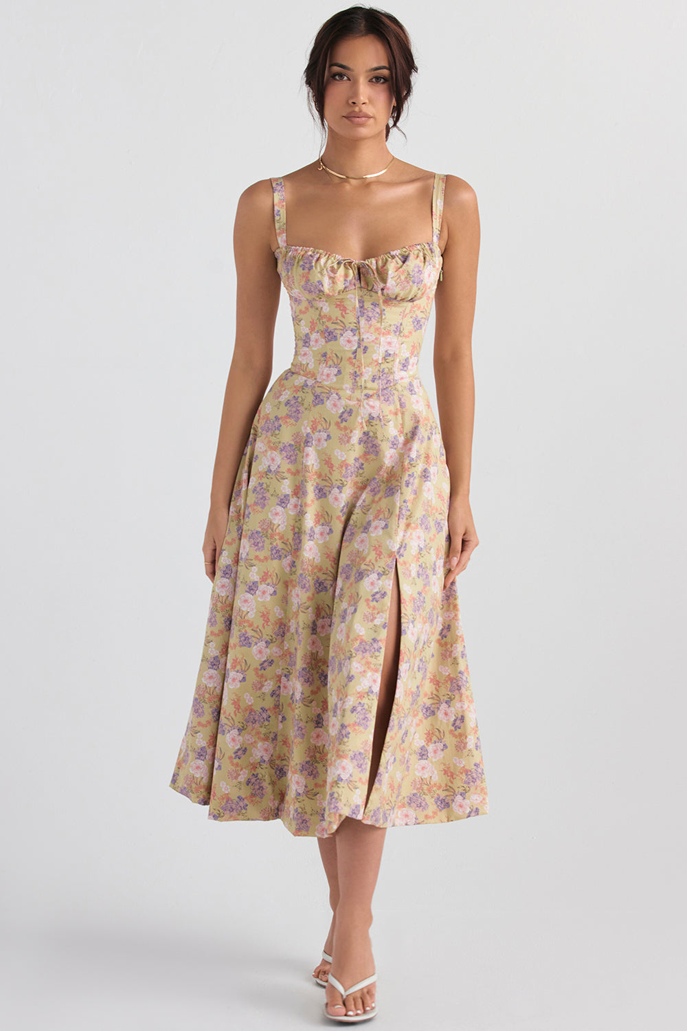 FLORAL PRINT BUSTIER SUNDRESS