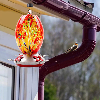 Hummingbird Feeder Hand Blown Glass - Hot Sale 50% Off