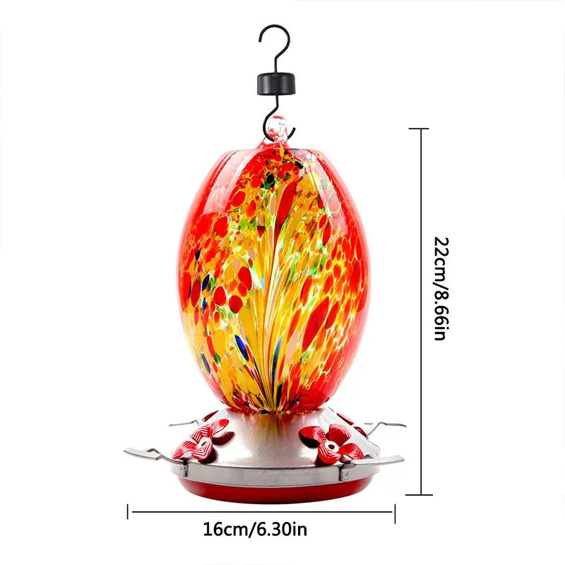 Hummingbird Feeder Hand Blown Glass - Hot Sale 50% Off