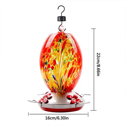 Hummingbird Feeder Hand Blown Glass - Hot Sale 50% Off